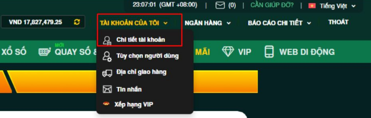 Cập nhập thông tin tài khoản V9BET